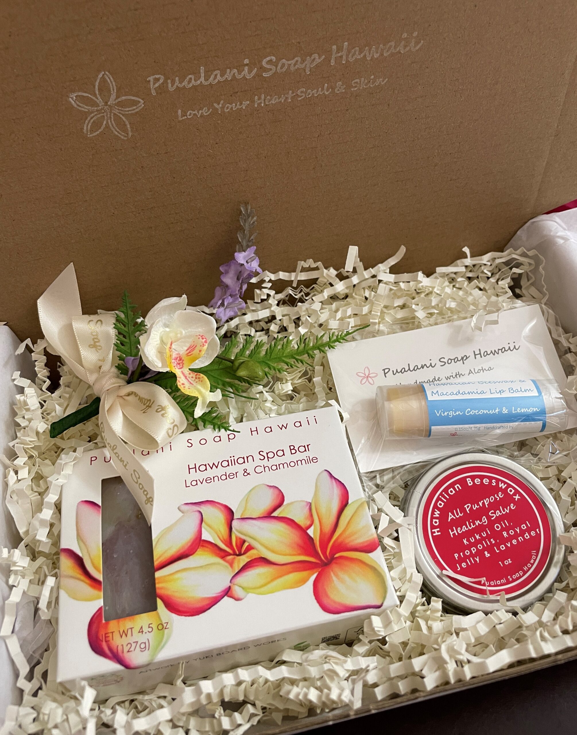 Hawaiian Soap Gift Box with Beeswax Salve and Lip Balm