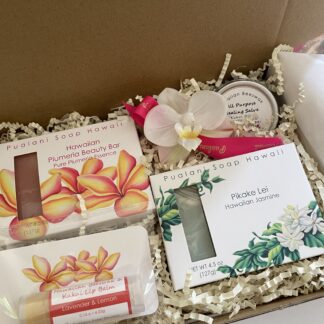 Hawaiian Flower Soap Set with Hawaiian Beeswax Salve and Lip Balm
