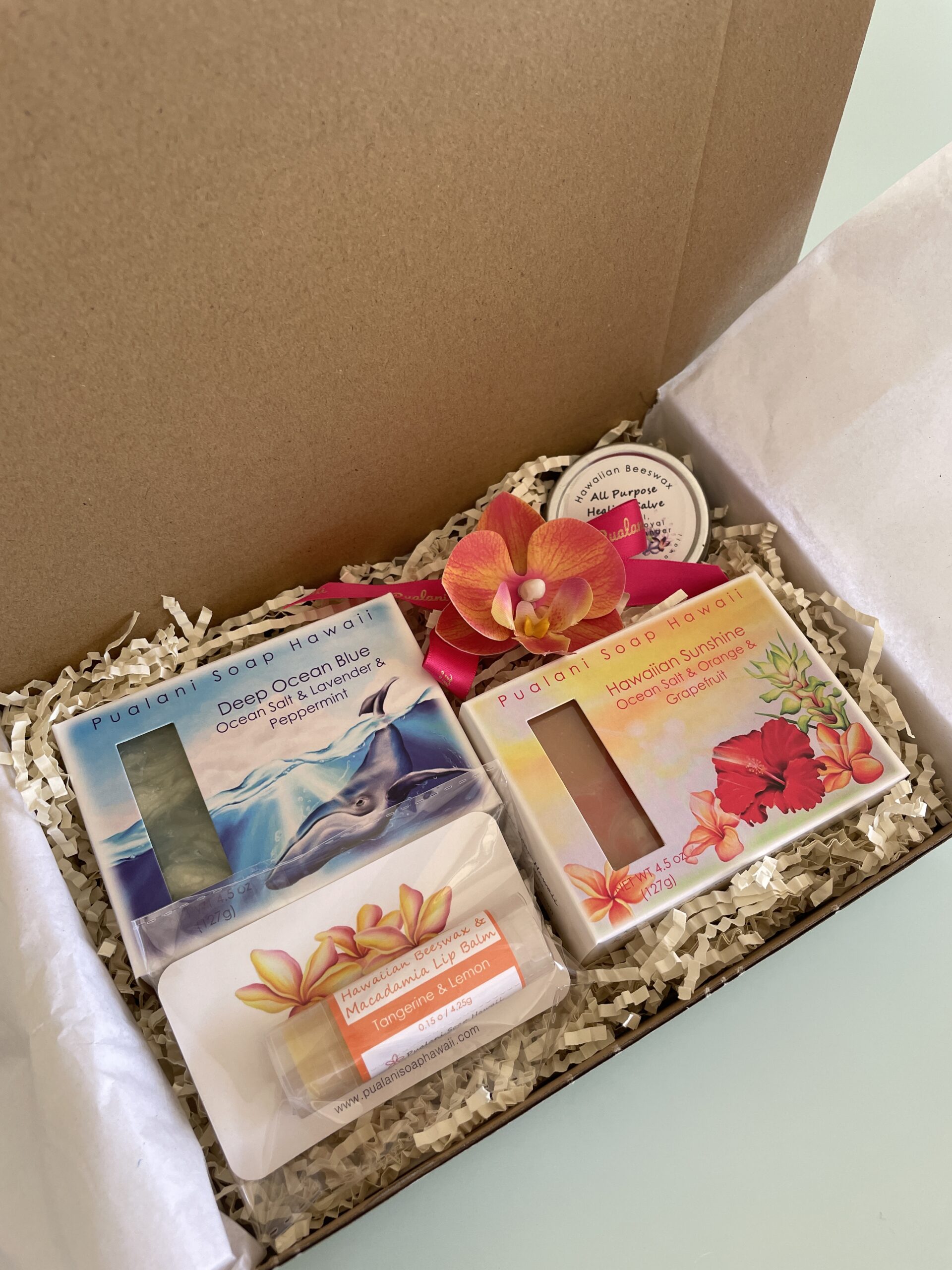 Hawaiian Ocean Salt Soap Set with Hawaiian Beeswax Salve and Lip Balm